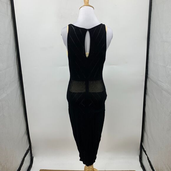 Arden B Crochet Bodycon Midi Dress M Medium Keyhole Attached Slip Perforated - Picture 5 of 11